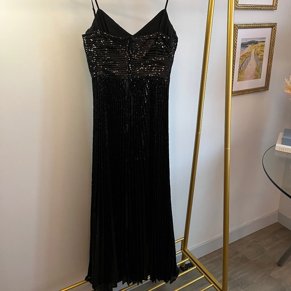 Club Monaco Black Sequin Pleated Maxi Dress – Formal Occasion, Worn Once